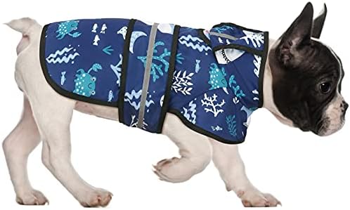 Dog Raincoat with Hood & Leash Hole Dog Rain Jacket in Sharks