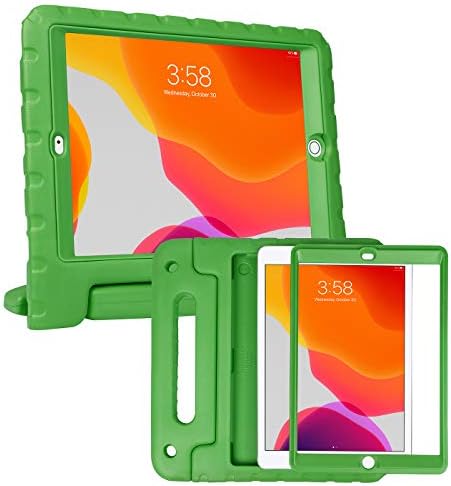 Kids Case for 9th Gen iPad Shockproof 10.2 inch Screen Protector Cover in Green
