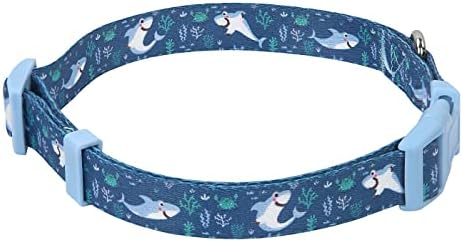Nylon Dog Collar Adjustable Puppy Collar for Small to Large Dog Breeds in Sharks