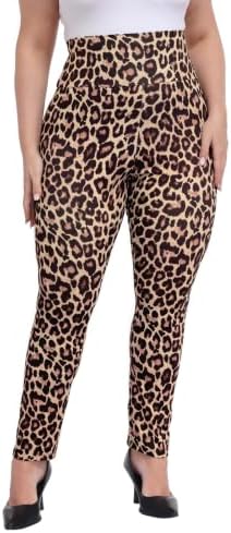 Plus Size Graphic Leggings High Rise Print Costume Tights in Leopard