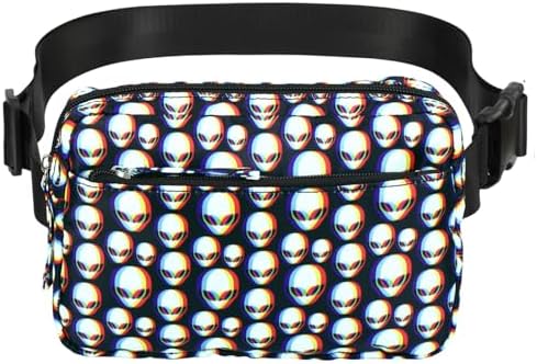 Printed Crossbody Bum Bag 2L Belt Bag Long Adjustable Strap Fanny Pack in Zen Alien