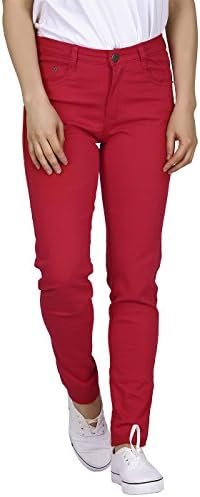 Women's Mid-Rise Stretchy Denim Slim Fit Skinny Jeans in Red