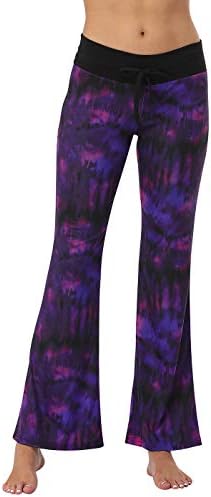 Womens Cotton Pajama Pants Wide Leg Sleepwear Casual Loose Lounge PJ Bottoms in Purple Tie Dye