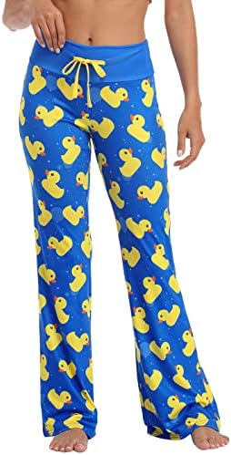 Womens Cotton Pajama Pants Wide Leg Sleepwear Casual Loose Lounge PJ Bottoms in Ducks