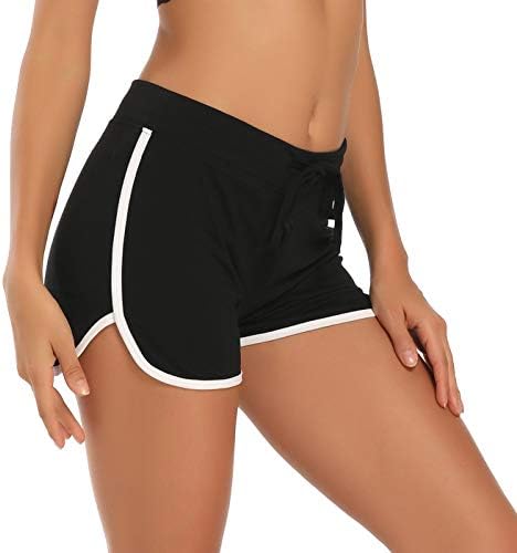 Womens Retro Dolphin Shorts Athletic Fashion Running Workout in Black